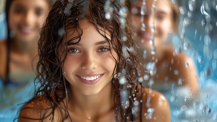 Obraz premium happy children enjoy summer and swim in the pool