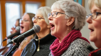 Elderly Friends Singing Together in Harmony