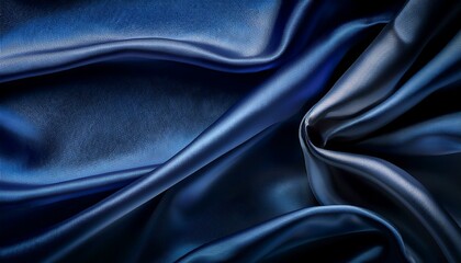 Fototapeta premium luxurious dark blue silk satin background with soft folds ideal for adding text or design with copy space image for a variety of occasions like birthdays or holidays