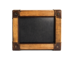 Vintage wooden TV box with a framed screen.