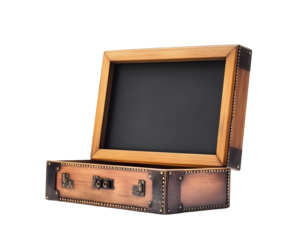 Vintage wooden TV box with a framed screen.