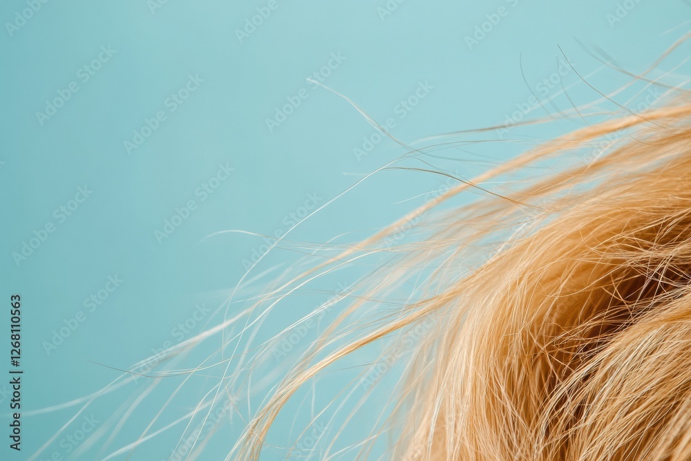 Aufkleber focus on frayed hair tips highlighting split ends with room for additional text. generative ai