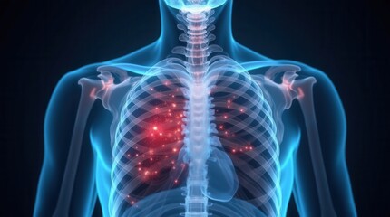 Technical 3D Medical Visualization of Human Chest X-ray with Highlighted Inflammation