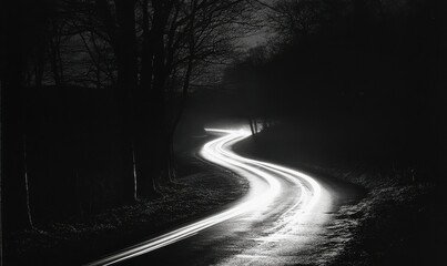 Light Trails on a Night Road