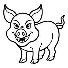 Pig Animal Vector Illustration – Cartoon, Clipart & Line Art Design on White Background, Pig animal vector clipart in cartoon, line art, and illustration style on a white background.