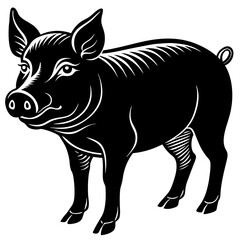 Fototapeta premium Pig Animal Vector Illustration – Cartoon, Clipart & Line Art Design on White Background, Pig animal vector clipart in cartoon, line art, and illustration style on a white background.