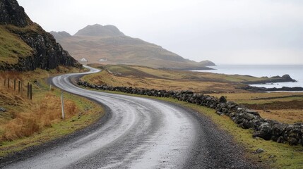 Winding Coastal Road Through Scottish Highlands