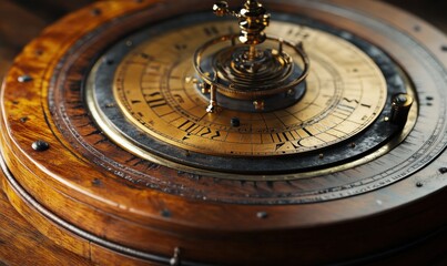 Close-up of a rustic clock on a wooden table, soft warm light enhancing the vintage details, nostalgic and elegant vibe, clean and sharp composition