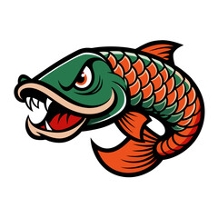 Arowana Fish Vector Illustration – Cartoon, Clipart & Line Art Design on White Background,  Arowana fish vector clipart in cartoon, line art, and illustration style on a white background.