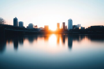 Obraz premium Cityscape Reflection at Sunset