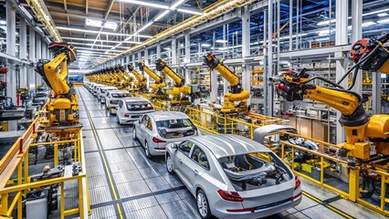 Automated Car Assembly Line in Modern Factory