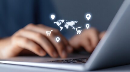 Online Shopping on Laptop with Global Reach