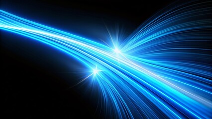 Fototapeta premium Abstract Blue Light Streak on Black Background - Dynamic Energy Stock Photo