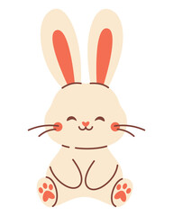 Cute Easter Bunny Illustration. Adorable Kawaii Rabbit Clipart for Kids, Spring Holiday Design, Digital Sticker, Greeting Card, and Nursery Decoration