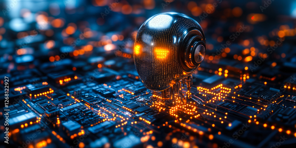 Poster futuristic ai integration in consumer electronics with iot enhancements and intelligent circuitry re