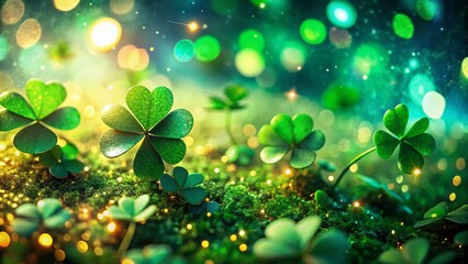 Abstract Green Bokeh Lights Aerial St. Patrick's Day Banner Background