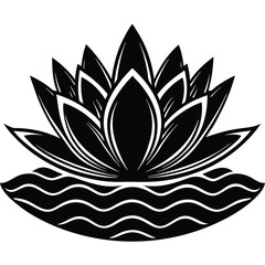 Lotus flower black and white abstract flower