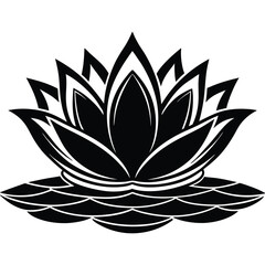 Lotus flower black and white abstract flower