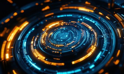 Digital crypto exchange interface glowing in vibrant blue and orange hues, dynamic data streams forming a futuristic financial technology concept, clean bold design