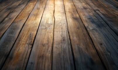 Textured wooden planks with uneven grain and earthy tones, illuminated softly for a rustic and natural appeal