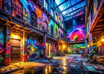 Obraz premium Abstract Urban Music: Fluid Paint Brush Strokes Cityscape