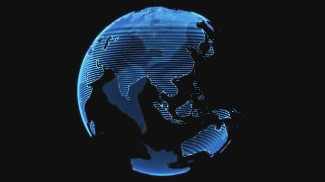 4K 3D Digital Earth Seamless Loop Blue Globe