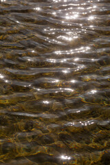 The beautiful glistening water ripples gently under the warm and bright sunlight above