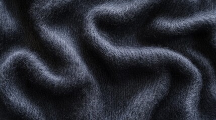 Fototapeta premium Soft Black Mohair Wool Texture Background with Smooth and Fluffy Fabric for Textile Design and Illustrations 