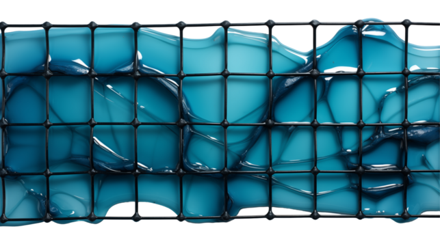 Teal Liquid Grid Abstract Background, Modern Water Texture for Design Themes, isolated on transparent background.