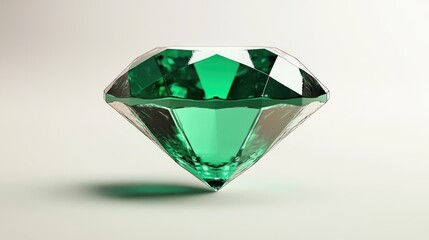 Emerald gemstone, brilliant cut, studio shot, white background, jewelry