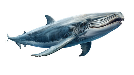 Fototapeta premium Majestic Whale Underwater Digital Art, Ocean Life with Blue and Deep Sea Tones, isolated on transparent background.