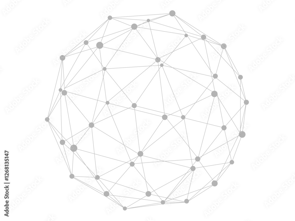 Aufkleber Technology abstract shape. Dots connected by lines. Minimalist mesh sphere. Abstract polygonal shape.