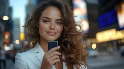 Graceful woman : city charm, urban elegance, stylish appearance, evening walk, peaceful ambiance, night glow, fashionable presence, serene moment, street light, refined beauty, relaxed atmosphere.