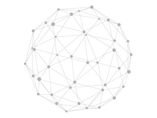Technology abstract shape. Dots connected by lines. Minimalist mesh sphere. Abstract polygonal shape.