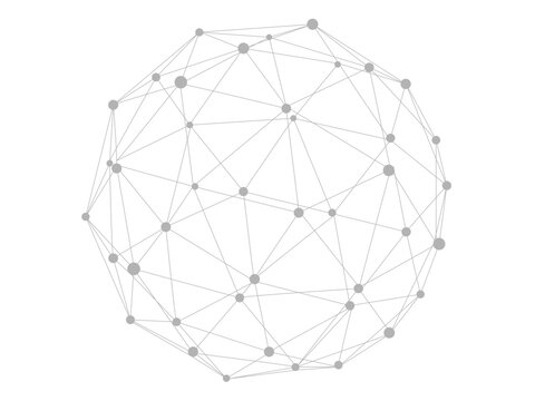 Technology abstract shape. Dots connected by lines. Minimalist mesh sphere. Abstract polygonal shape.