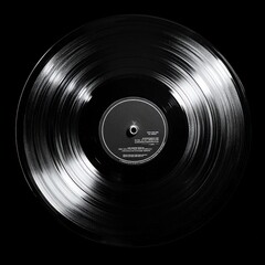 Classic vinyl record, black and glossy texture