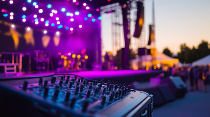Metal truss structure on a flight case assembled for a concert stage, showcasing a robust metal framework and portable rigging equipment in a professional event production setting.