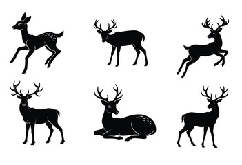Deer Silhouette Bundle on white background
