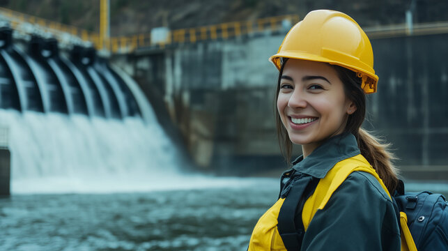 Smiling Engineer at a Hydropower Dam