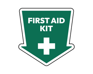 Green First Aid Kit Direction Sign High Quality Vectorial Image