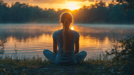 A serene image of a person engaged in mindfulness practice, perfect for wellness campaigns, meditation apps, and promotional materials for mental health events.