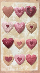Fototapeta premium Valentine hearts with textures and copy space