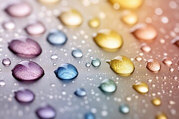 Colorful Water Droplets on Surface