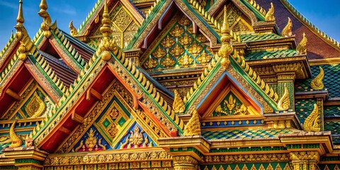 Fototapeta premium Ancient Thai Art: Intricate Wat Thasung Patterns in Portrait Photography