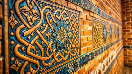 Arabic Calligraphy on a Rustic Brick Wall - Background Texture