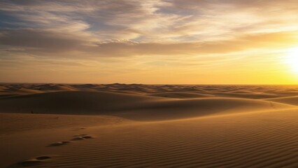 Golden Sunset over Desert Dunes