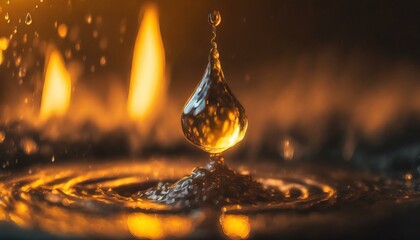 drop of water falling on a burning ground