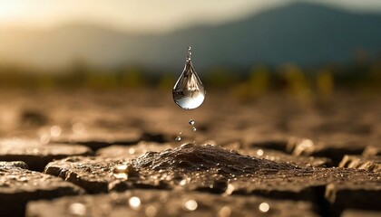drop of water falling on a barren ground