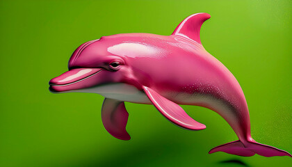 Pink dolphin on green background