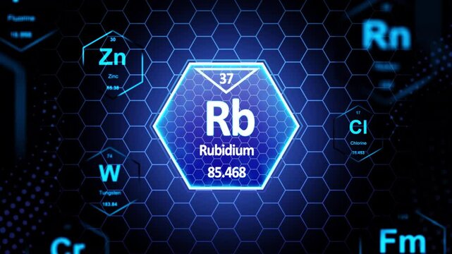Rubidium(Rb) Periodic Element, Animation.Full HD 1920&times;1080. 12 Second Long,

